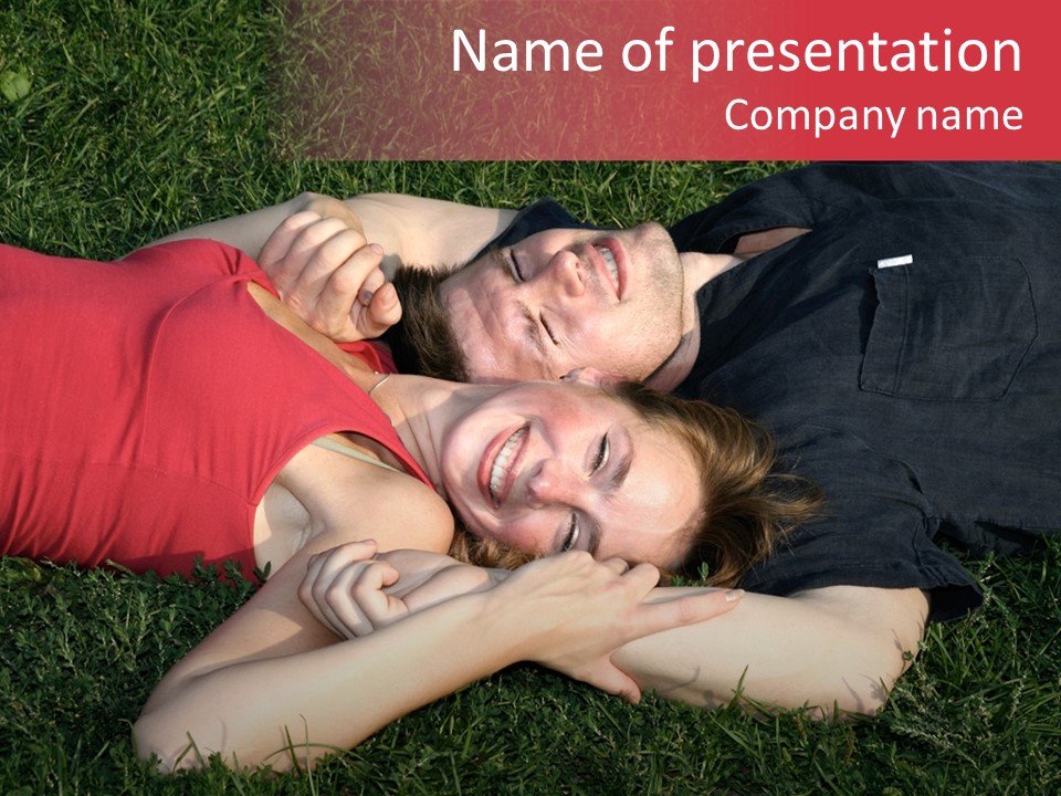 Man And Woman On The Grass PowerPoint Template