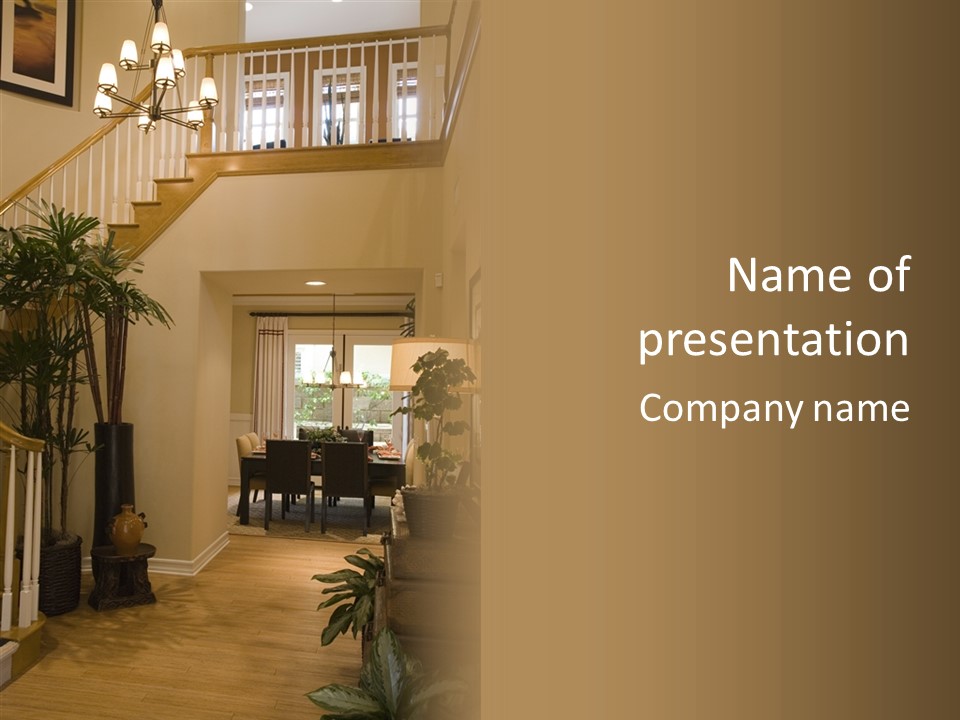 Luxury Home Hallway With Wood Floor PowerPoint Template