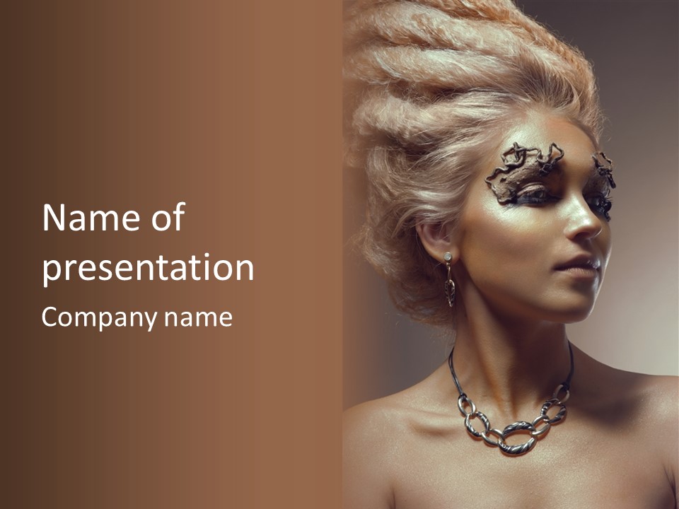 Hairstyle Makeup Golden Skin PowerPoint Template