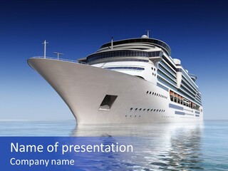 Bow Passenger Ship Blue PowerPoint Template