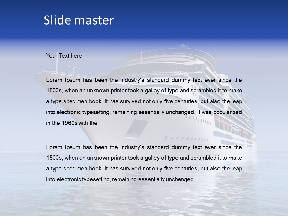 Bow Passenger Ship Blue PowerPoint Template