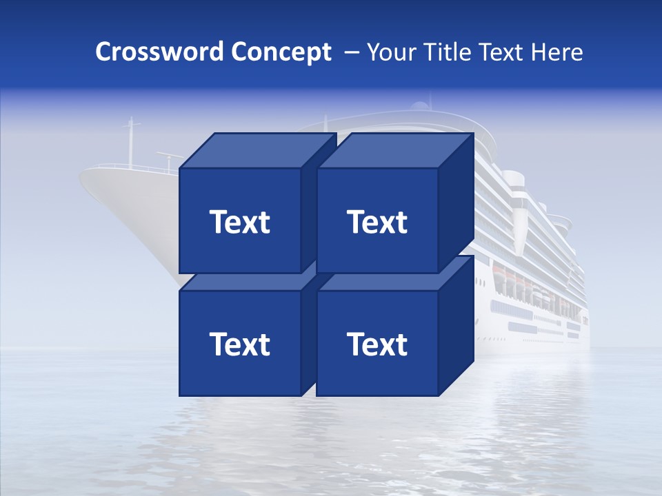 Bow Passenger Ship Blue PowerPoint Template