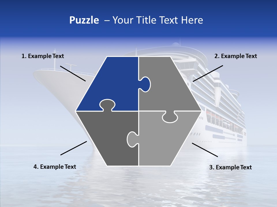 Bow Passenger Ship Blue PowerPoint Template