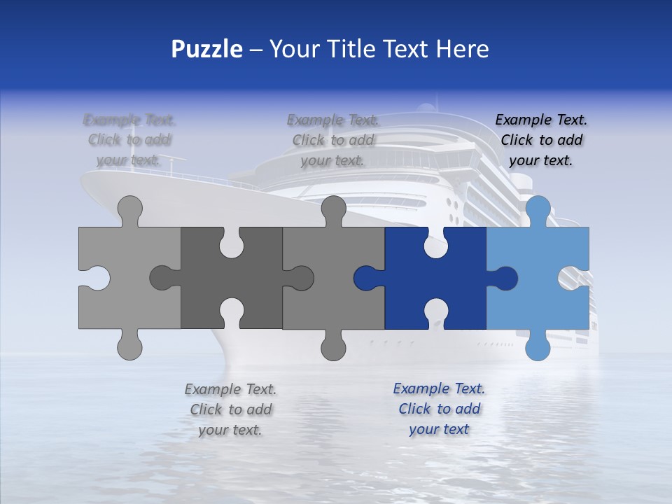 Bow Passenger Ship Blue PowerPoint Template