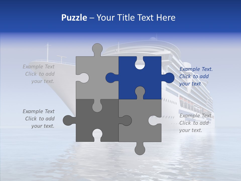 Bow Passenger Ship Blue PowerPoint Template