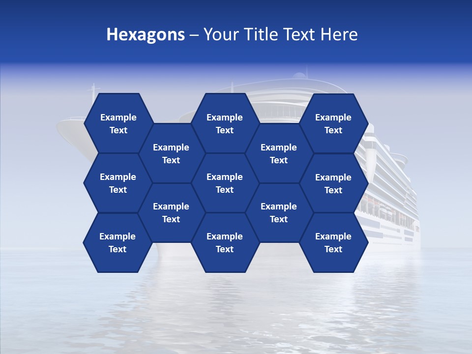 Bow Passenger Ship Blue PowerPoint Template