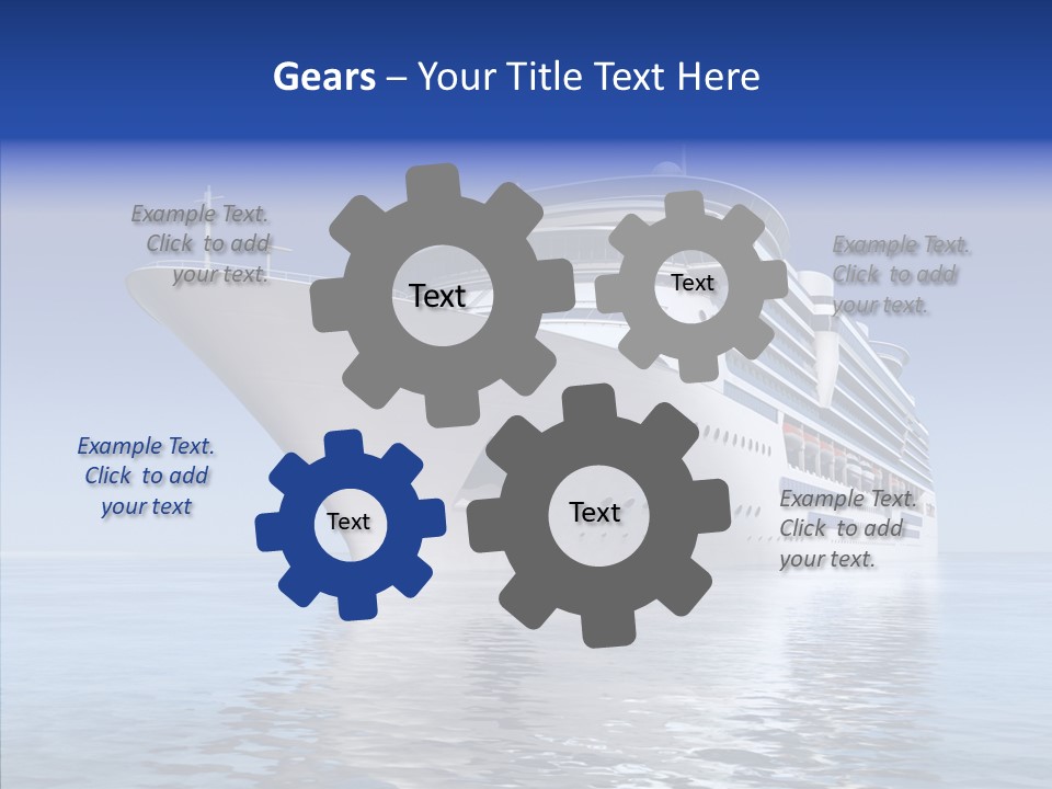 Bow Passenger Ship Blue PowerPoint Template