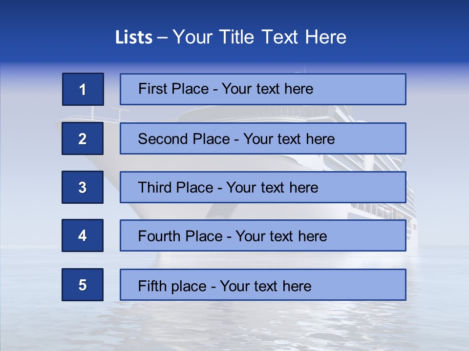 Bow Passenger Ship Blue PowerPoint Template