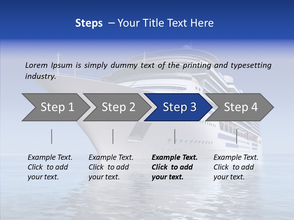 Bow Passenger Ship Blue PowerPoint Template