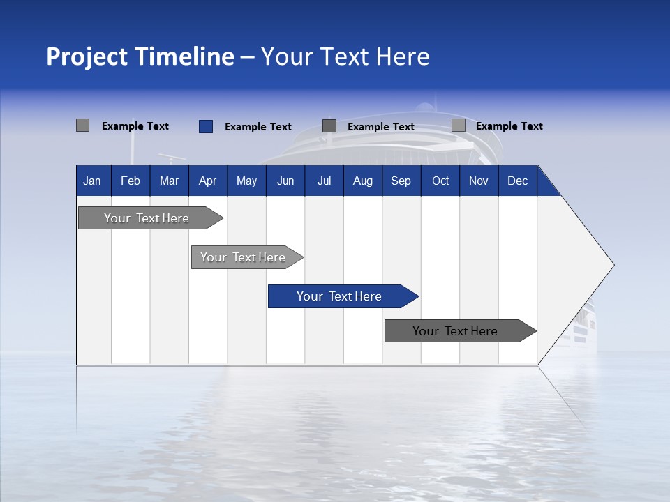 Bow Passenger Ship Blue PowerPoint Template