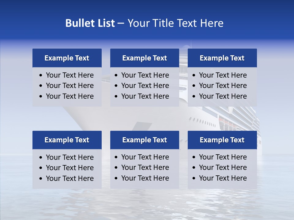 Bow Passenger Ship Blue PowerPoint Template