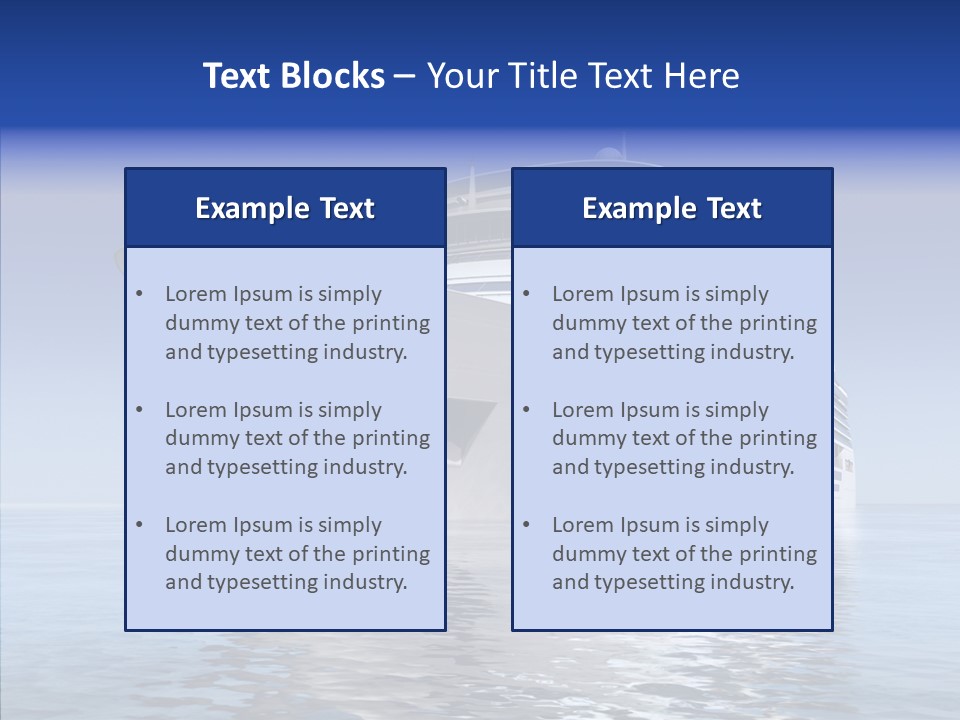 Bow Passenger Ship Blue PowerPoint Template