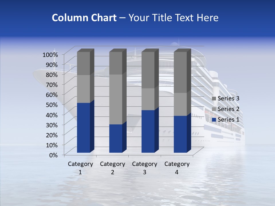 Bow Passenger Ship Blue PowerPoint Template