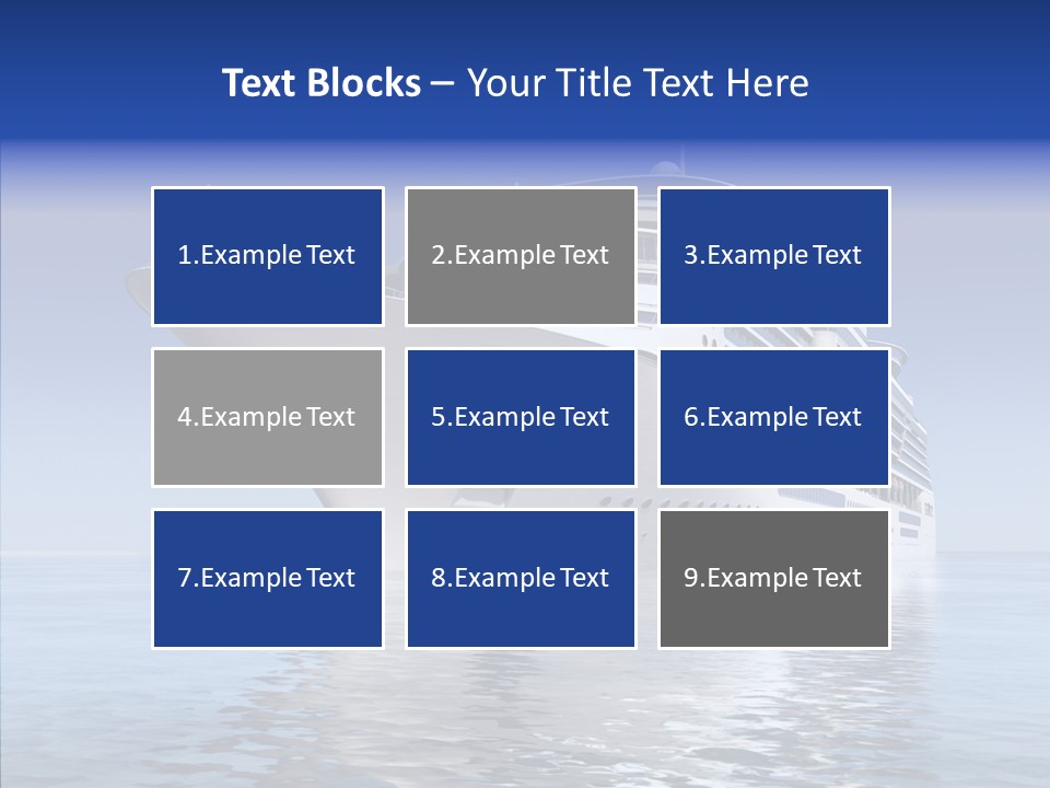 Bow Passenger Ship Blue PowerPoint Template