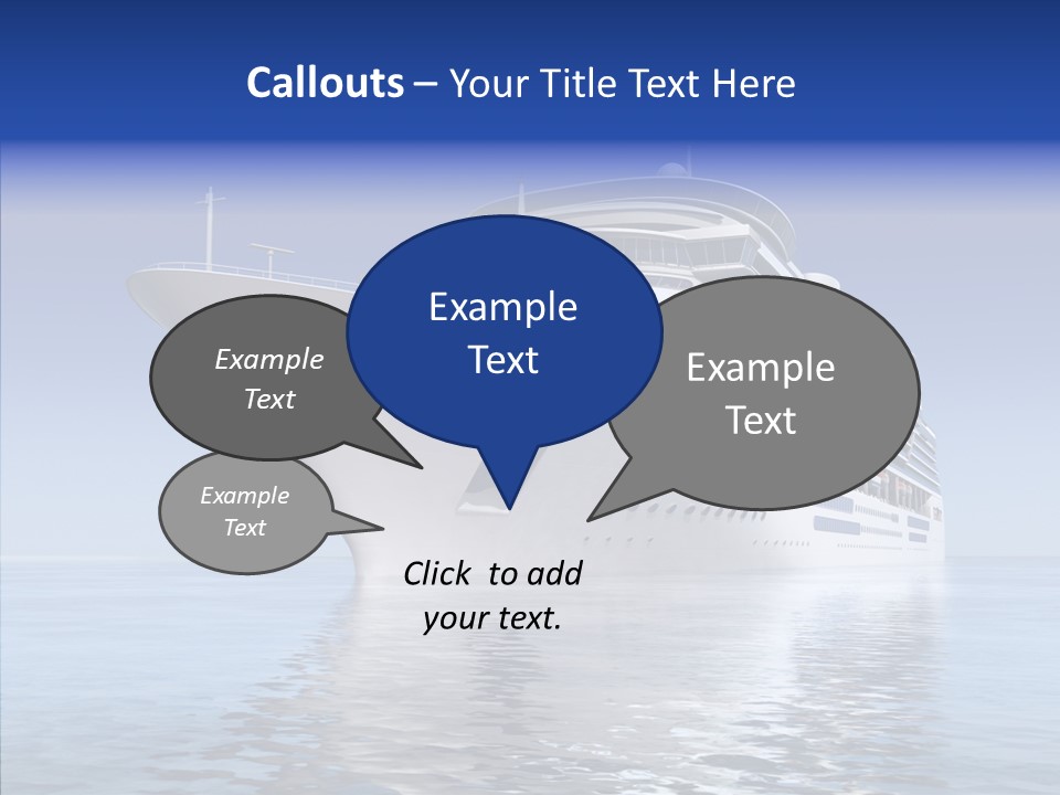 Bow Passenger Ship Blue PowerPoint Template