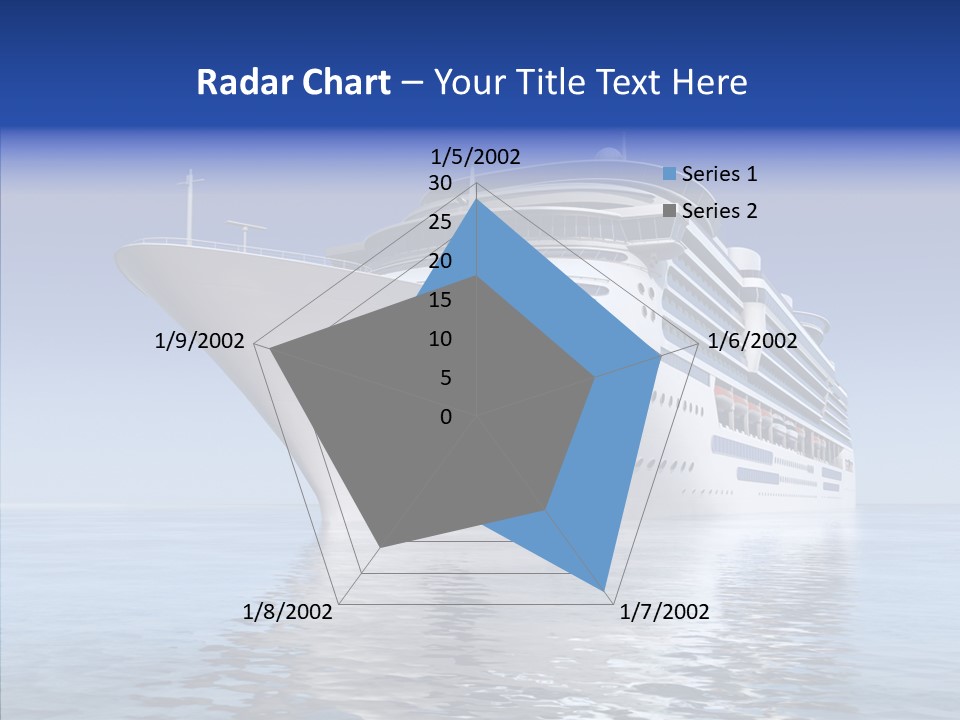 Bow Passenger Ship Blue PowerPoint Template