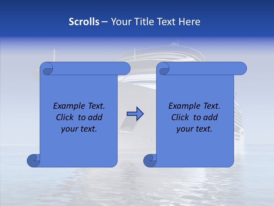 Bow Passenger Ship Blue PowerPoint Template