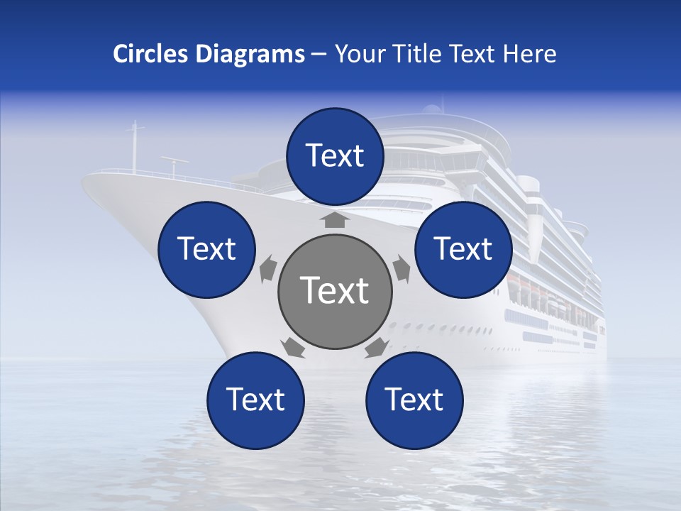 Bow Passenger Ship Blue PowerPoint Template