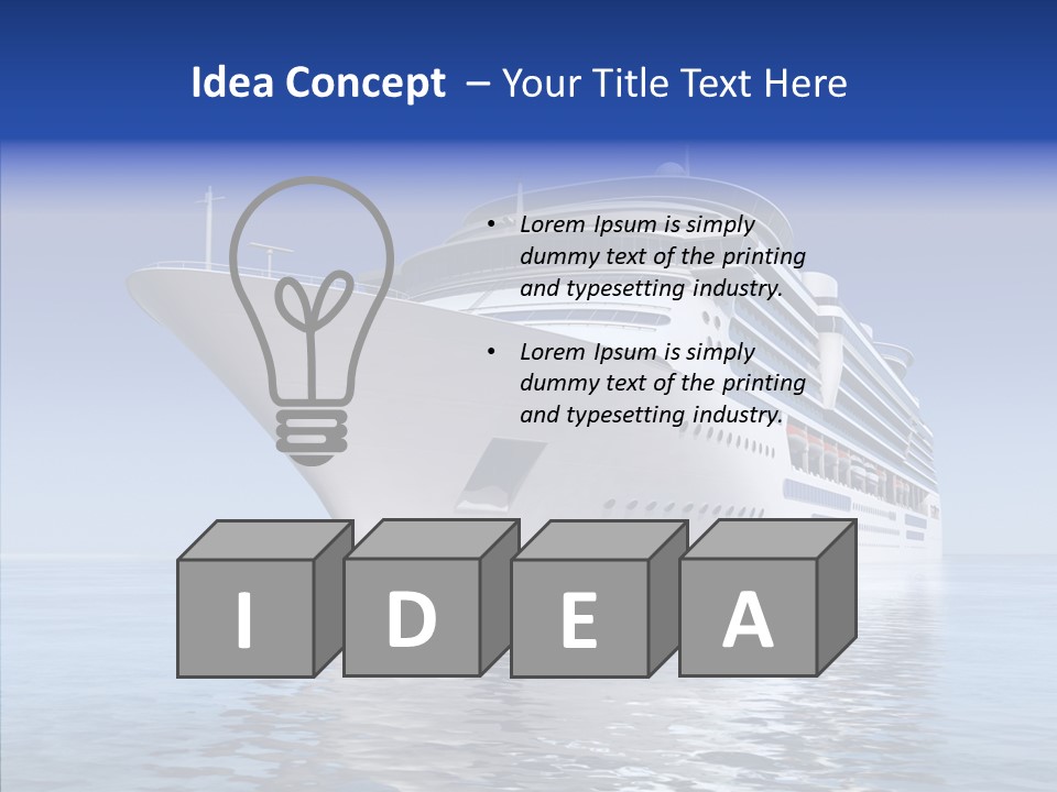 Bow Passenger Ship Blue PowerPoint Template