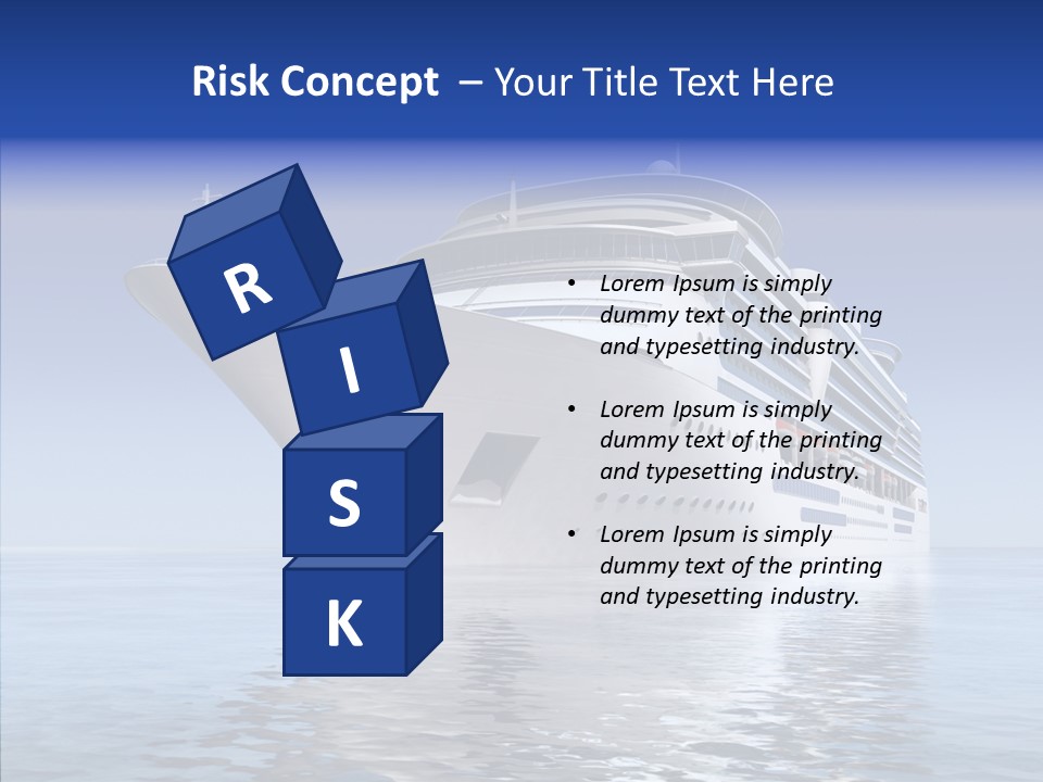 Bow Passenger Ship Blue PowerPoint Template