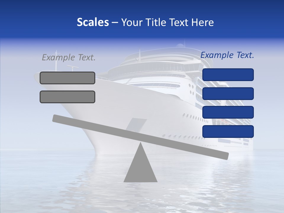 Bow Passenger Ship Blue PowerPoint Template