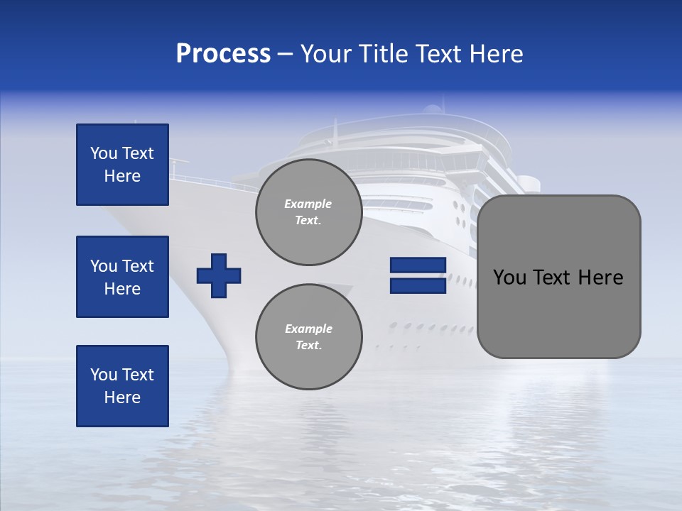 Bow Passenger Ship Blue PowerPoint Template