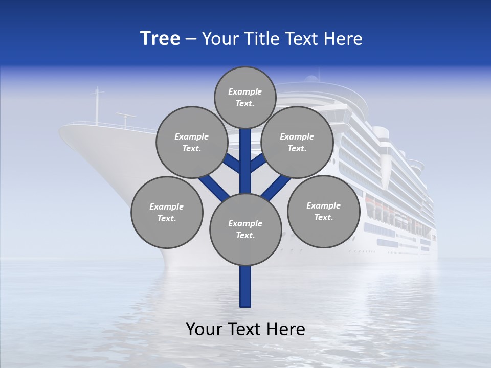 Bow Passenger Ship Blue PowerPoint Template