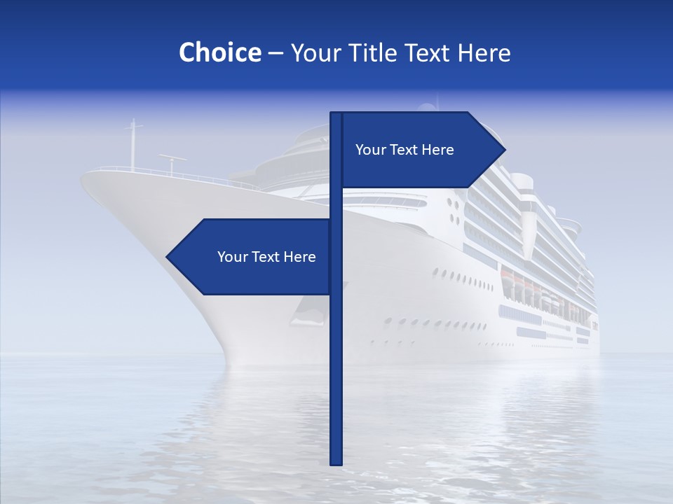 Bow Passenger Ship Blue PowerPoint Template