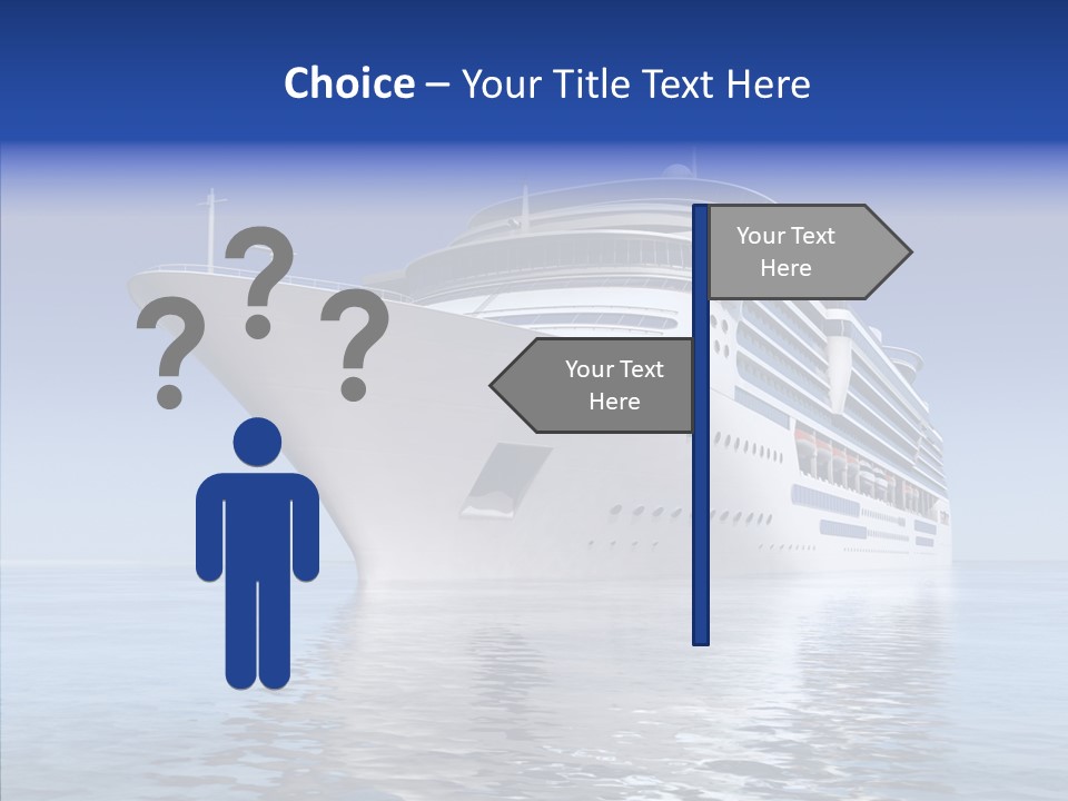 Bow Passenger Ship Blue PowerPoint Template