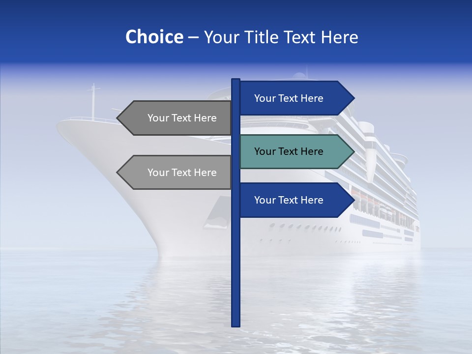 Bow Passenger Ship Blue PowerPoint Template