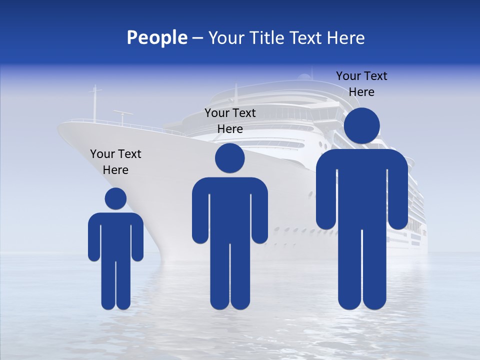 Bow Passenger Ship Blue PowerPoint Template