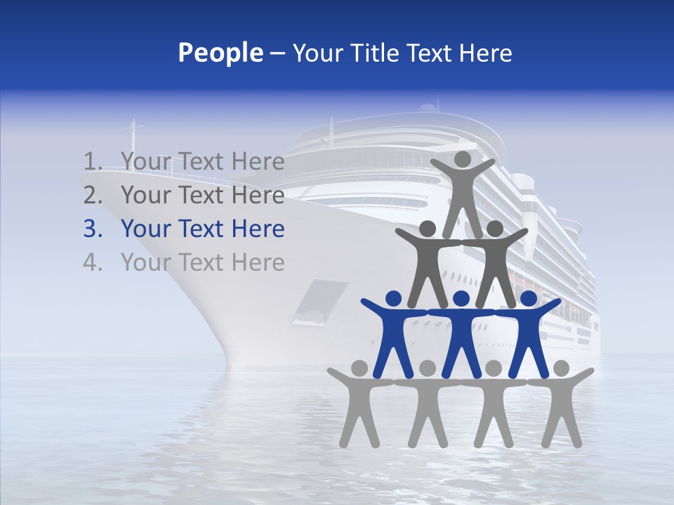Bow Passenger Ship Blue PowerPoint Template