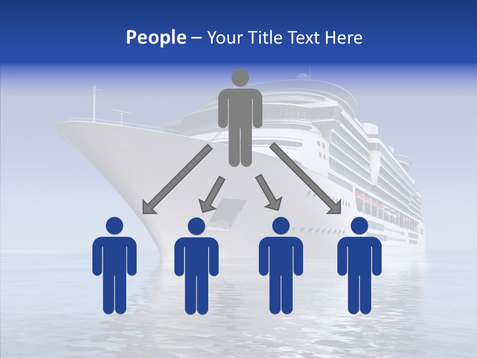 Bow Passenger Ship Blue PowerPoint Template