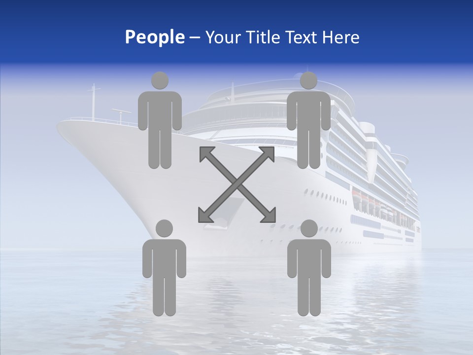 Bow Passenger Ship Blue PowerPoint Template