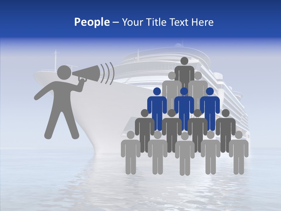 Bow Passenger Ship Blue PowerPoint Template