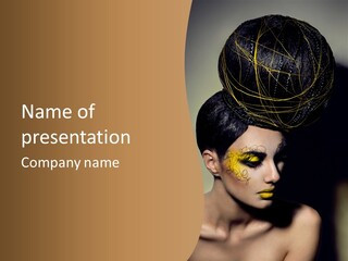 Lips Hairstyle Swarthy PowerPoint Template
