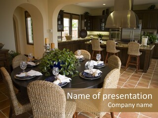 Breakfast Table And Luxury Home Kitchen PowerPoint Template