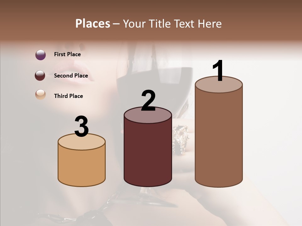 Portrait Of Beautiful Woman With Glass Red Wine PowerPoint Template