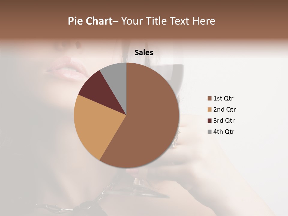 Portrait Of Beautiful Woman With Glass Red Wine PowerPoint Template