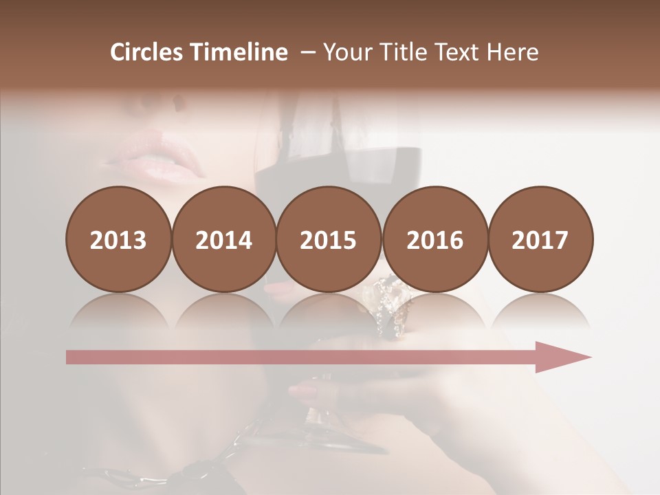 Portrait Of Beautiful Woman With Glass Red Wine PowerPoint Template