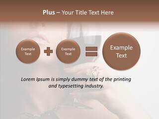 Portrait Of Beautiful Woman With Glass Red Wine PowerPoint Template