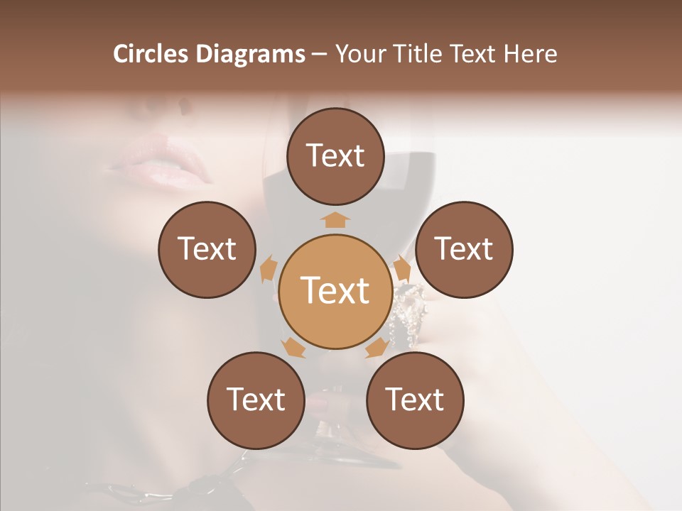 Portrait Of Beautiful Woman With Glass Red Wine PowerPoint Template