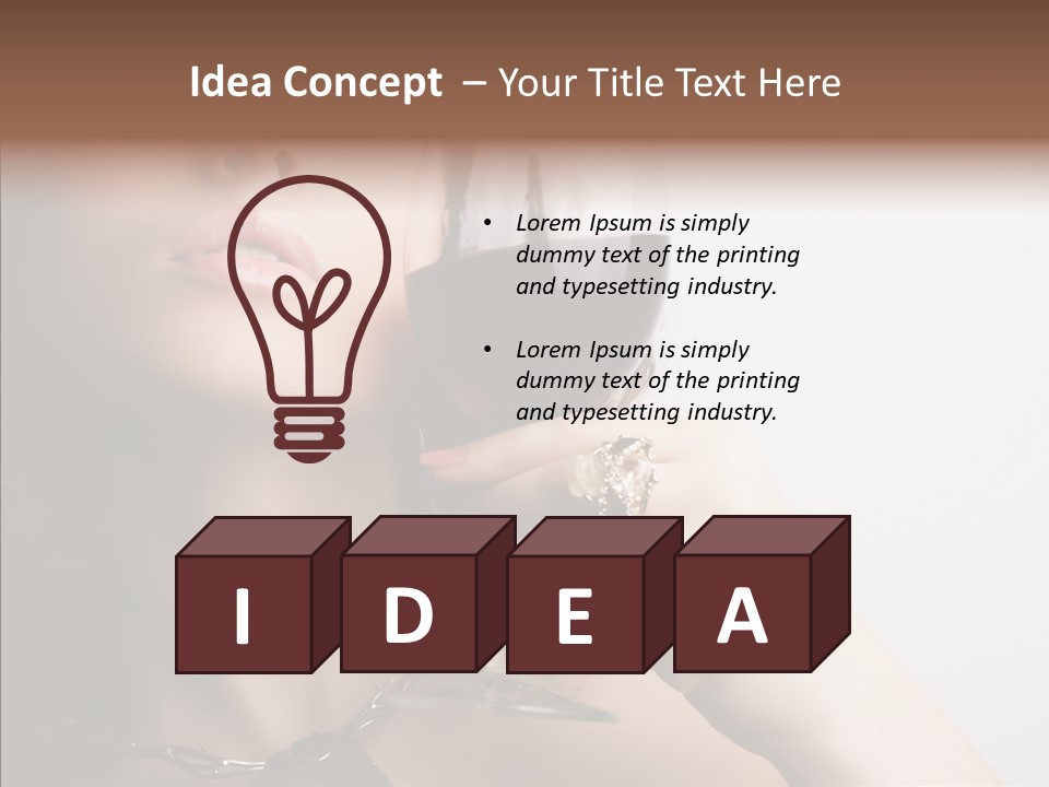 Portrait Of Beautiful Woman With Glass Red Wine PowerPoint Template