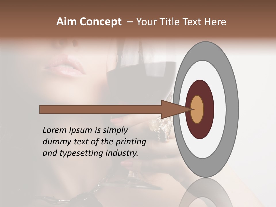 Portrait Of Beautiful Woman With Glass Red Wine PowerPoint Template