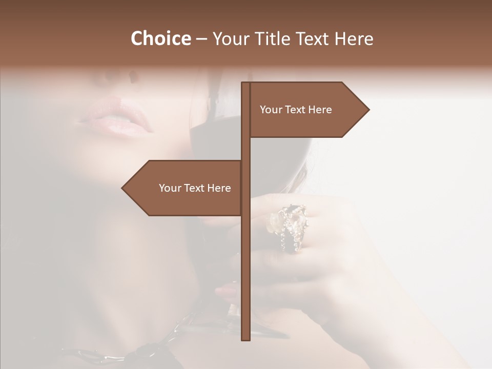 Portrait Of Beautiful Woman With Glass Red Wine PowerPoint Template