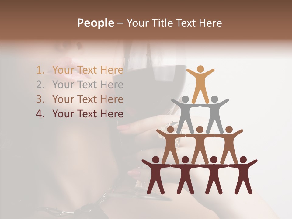 Portrait Of Beautiful Woman With Glass Red Wine PowerPoint Template