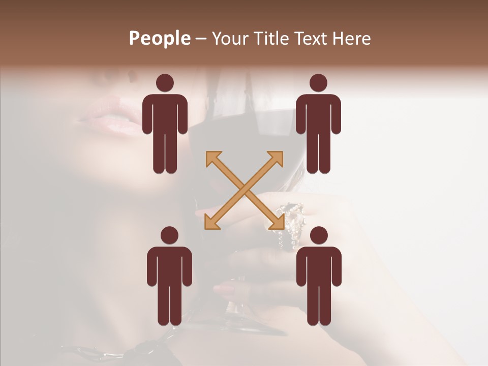 Portrait Of Beautiful Woman With Glass Red Wine PowerPoint Template