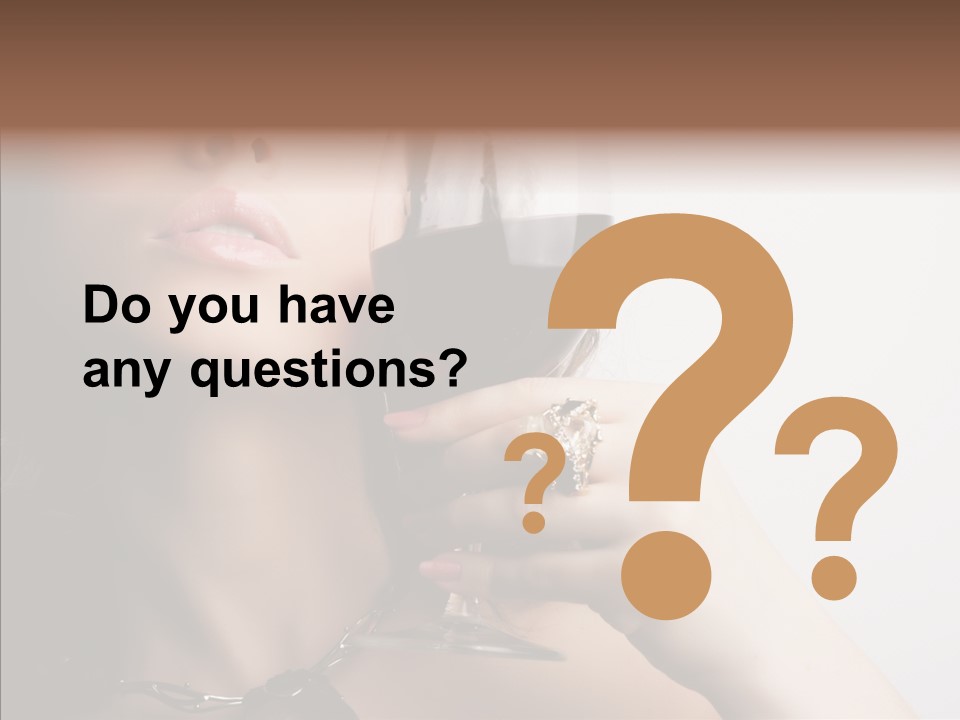Portrait Of Beautiful Woman With Glass Red Wine PowerPoint Template