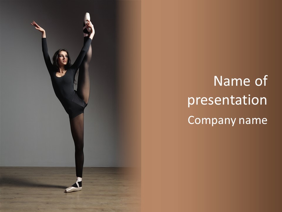 Young, Cute And Beautiful Ballet Dancer Posing PowerPoint Template