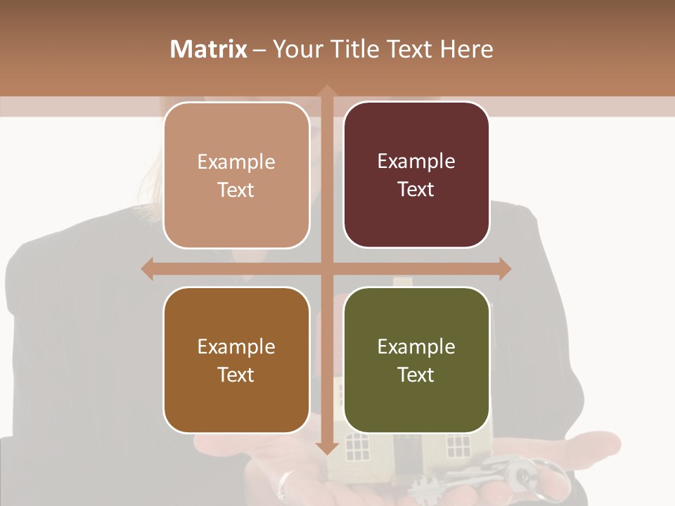 Business Woman Advertises Real Estate On White Background PowerPoint Template